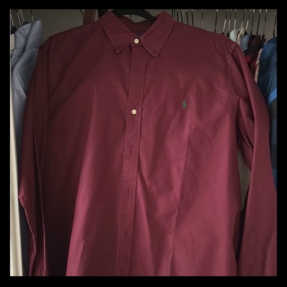 Ralph Lauren Men’s Dress Shirt, Burgundy, XL, Classic Fit